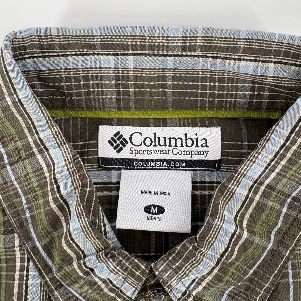 Columbia Men's Medium Green Plaid Long Sleeve Button Down Shirt - Picture 5 of 11